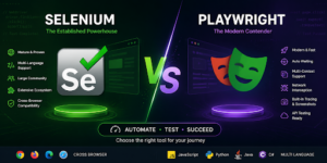 Comparison chart showing the key differences between Playwright and Selenium browser automation tools.